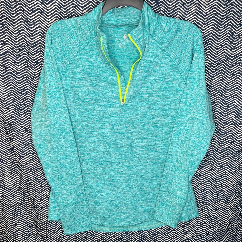 Tangerine Teal and Lime Quarter-Zip Top